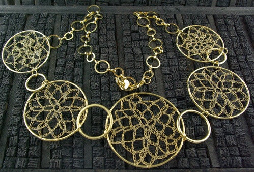 Elizabeth Gillett "Twinkle" Gold Crochet Wire Necklace