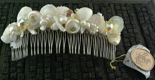 LA Shell Hair Comb with Swarovski Crystals and Pearls