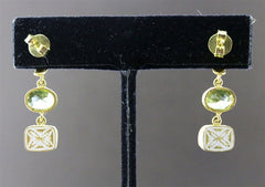 Susan Gordon Green Tourmaline and Diamond Earrings in  22K Gold