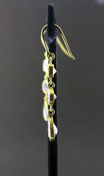 Susan Gordon Rubellite Tourmaline Earrings 22k Yellow Gold