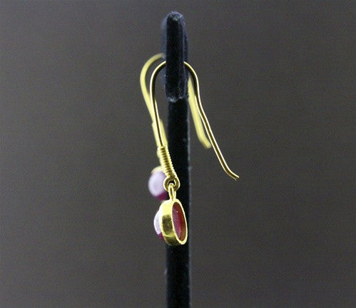 Susan Gordon Cabochon Ruby Earrings 22k Yellow Gold