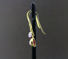 Susan Gordon Cabochon Ruby Earrings 22k Yellow Gold