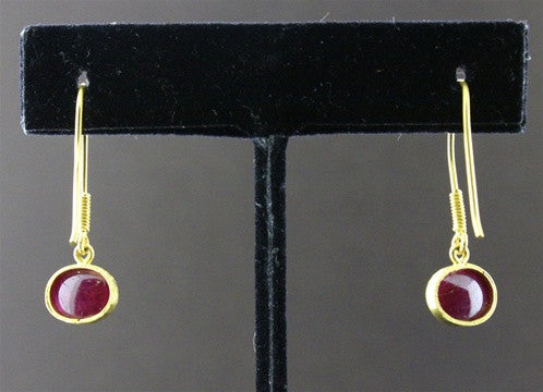 Susan Gordon Cabochon Ruby Earrings 22k Yellow Gold