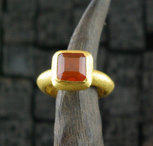 Paola Ferro 22k Yellow Gold Square Faceted Fire Opal Ring