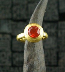 Paola Ferro 22k Round Faceted Mexican Fire Opal Ring