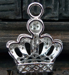 Diamond Encrusted Crown Charm Pendant in 14K White Gold