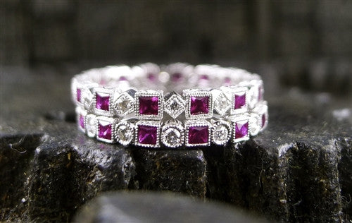 Beverly K 18K White Gold, Diamond and Ruby Eternity Band Ring