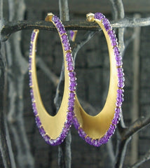 Vanessa Montiel Amethyst Hoop Disc Earrings