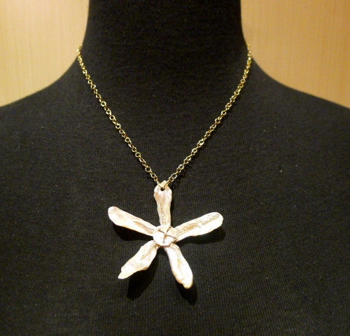 Pade Vavra 18K Yellow Gold, Diamond and Pearl Flower Pendant/Necklace