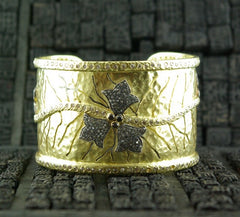 CHURCHILL Private Label 18K Yellow Gold and Multi Colored Diamond Cuff Bracelet