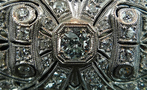 Art Deco Period Diamond Estate Brooch/pin in 18K White Gold