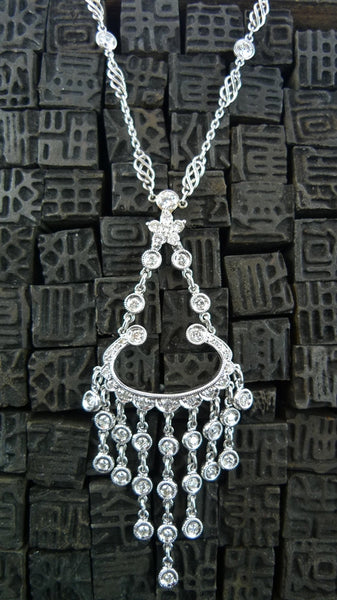 Estate 18K White Gold and Diamond Deco Necklace