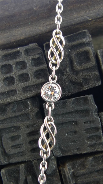 Estate 18K White Gold and Diamond Deco Necklace