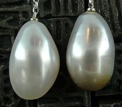Estate 18K White Gold, Diamond and South Sea Pearl Earrings