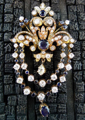 Belle Epoque Style Sapphire and Diamond Brooch in 18K Rose Gold