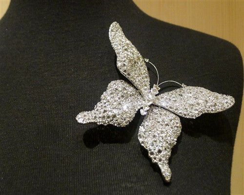 Lorraine Schwartz Large Diamond Butterfly Brooch in 18K White Gold