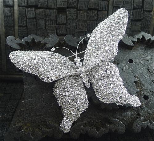 Lorraine Schwartz Large Diamond Butterfly Brooch in 18K White Gold