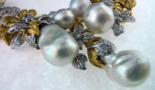 Lorraine Schwartz Buccellati Style Necklace with South Sea Pearls and Diamonds