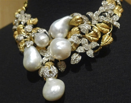 Lorraine Schwartz Buccellati Style Necklace with South Sea Pearls and Diamonds