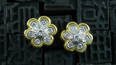 Estate Diamond Flower Stud Earrings