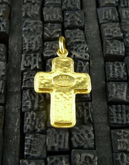 ARA 24K Collection Pure Gold and Oxidized Silver Cross with Diamonds