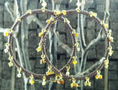 Cameron Cohen Hoop Earrings in Brown with Citrine Clusters