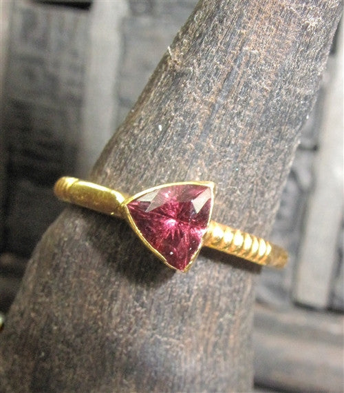 Kimarie Pink Tourmaline Stacking Ring in 22K Yellow Gold