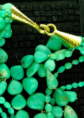 Churchill Private Label Torsade of Various Shaped Chalcedony Stones and 22K Yellow Gold Beads and Clasp