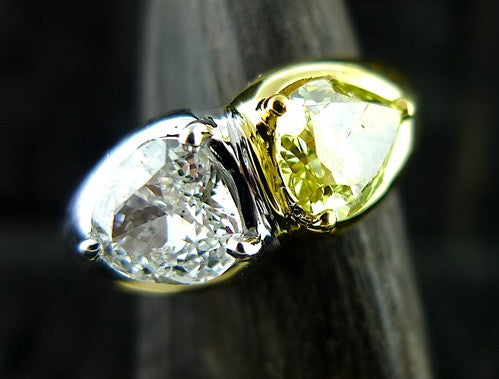 Estate Yellow and White Diamond Ring  in 18K Yellow Gold