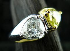 Estate Yellow and White Diamond Ring  in 18K Yellow Gold
