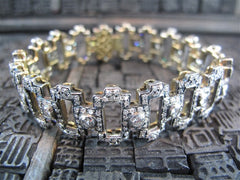 Early Art Deco 18K and Fine Silver Diamond Link Bracelet