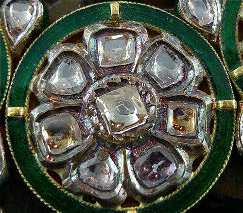 Estate Majarani Style 22K Yellow Gold, Emerald and Diamond Necklace