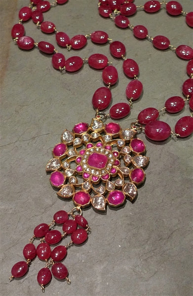 Amrapali Estate Indian 22K Yellow Gold,Ruby, and Diamond Necklace
