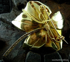 Lorraine Schwartz Orchid Enameled Brooch in 18K Gold and Diamonds