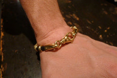 Heston Bracelet in 18K Yellow Gold  on Black Rubber Cording