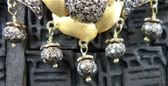 Churchill Private Label 18K Yellow Gold and Blackened Silver with Diamond Chandelier Earrings