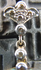 Estate 18K Gold, SIlver, Diamond and Emerald Heart Earrings