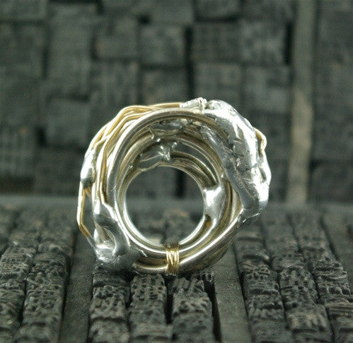 Lorenza Diamond Wrap Ring in 18K Gold and Sterling Silver