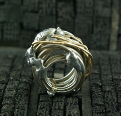 Lorenza Diamond Wrap Ring in 18K Gold and Sterling Silver