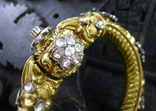 Amrapali Mogul Diamond Bracelet, 18K Yellow Gold and Sterling Silver