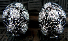 18K White Gold with Black and White Diamond Polka Dot Earrings