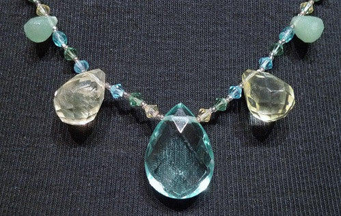 Mixed Blue Tourmaline and Citrine Necklace