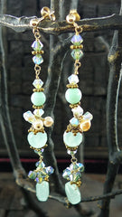 Patricia Costa Multi Blue Crystal Drop Earring in Yellow Gold Vermeil