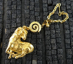Robert Goossens Gold-Plate Approx. 3" Aries Zodiac Key Chain