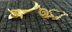 Robert Goossens Gold-Plate Approx. 3" Pisces Zodiac Key Chain