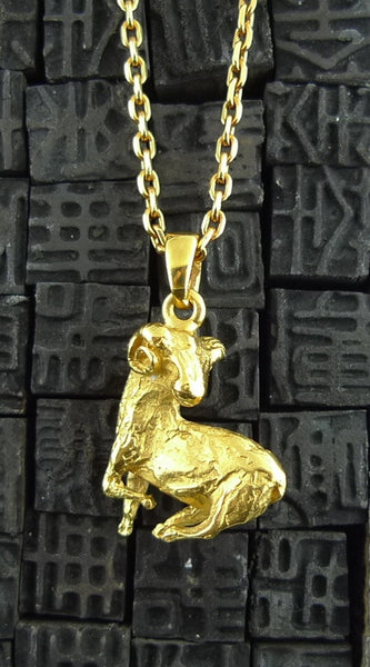 Robert Goossens Gold-Plate 18" Aries Zodiac Necklace
