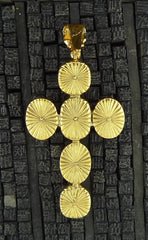 Robert Goossens Cross Pendant with Blue Cabochon Stones in 24K Yellow Gold Vermeil