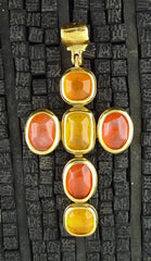 Robert Goossens Cross Pendant in Oranges