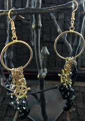 Bijoux Luck Anchor And Ship Wheel Earrings