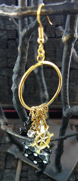 Bijoux Luck Anchor And Ship Wheel Earrings
